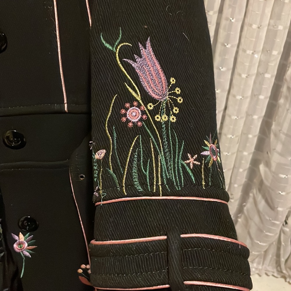 Black Embroidered Long Coat